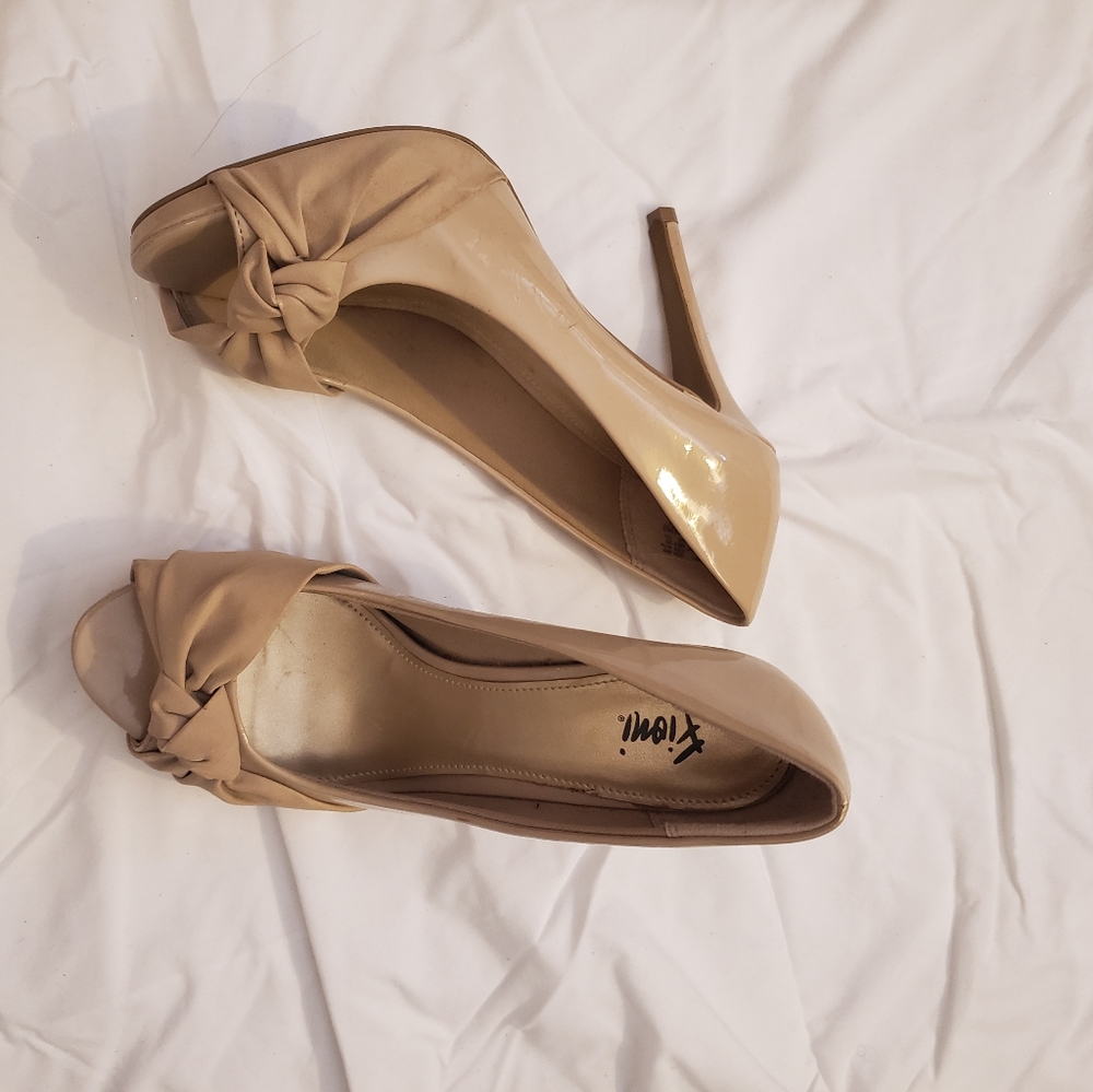 Taupe Peep Toe Heels